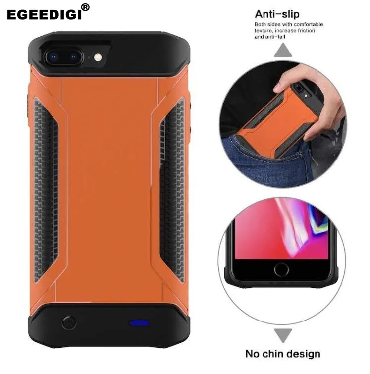 

Egeedigi Stone Armor Backup Battery Charger Back Cover 5000mAh For iPhone 6sP 6Plus 7P 8Plus Fast Charge shockproof Battery Case