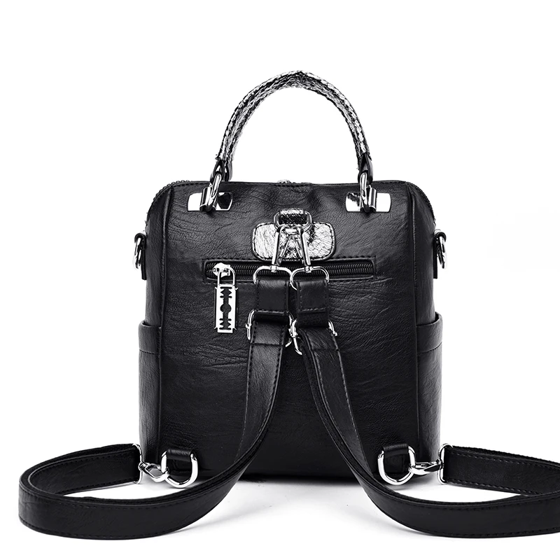 Женский многофункциональный черный роскошный рюкзак с кристаллами, женский кожаный рюкзак на молнии в стиле панк, женский модный рюкзак, трендовый рюкзак