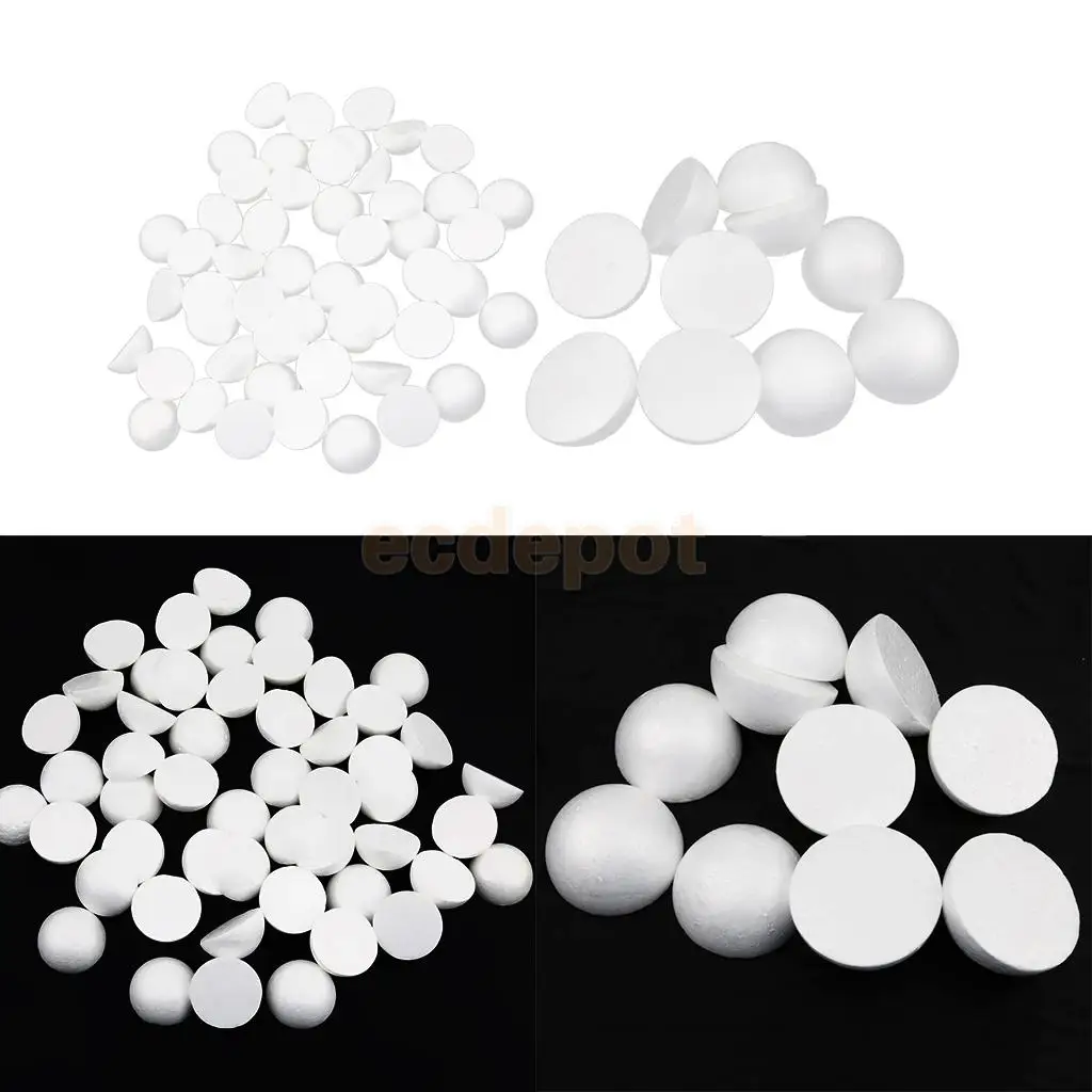 MagiDeal White Half Round Styrofoam Balls Craft Balls Ornament for Crafting Modeling DIY Painting Christmas Party Decoration