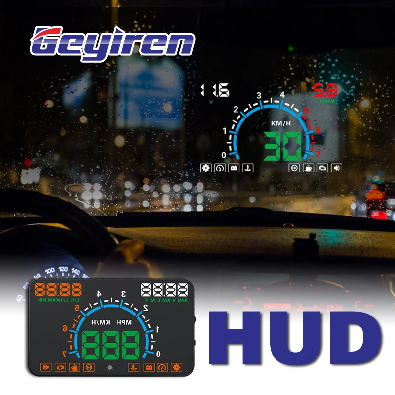 

E350 OBD2 HUD car display 5.8 inch screen E350 Easy Plug and Play Overspeed Alarm With High Quality HUD Geyiren display