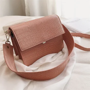 

Crocodile pattern Women Handbag Fashion Designer Crossbody for Lady Wide Strap Shoulder Messenger Bags Chic Style Party Clutch