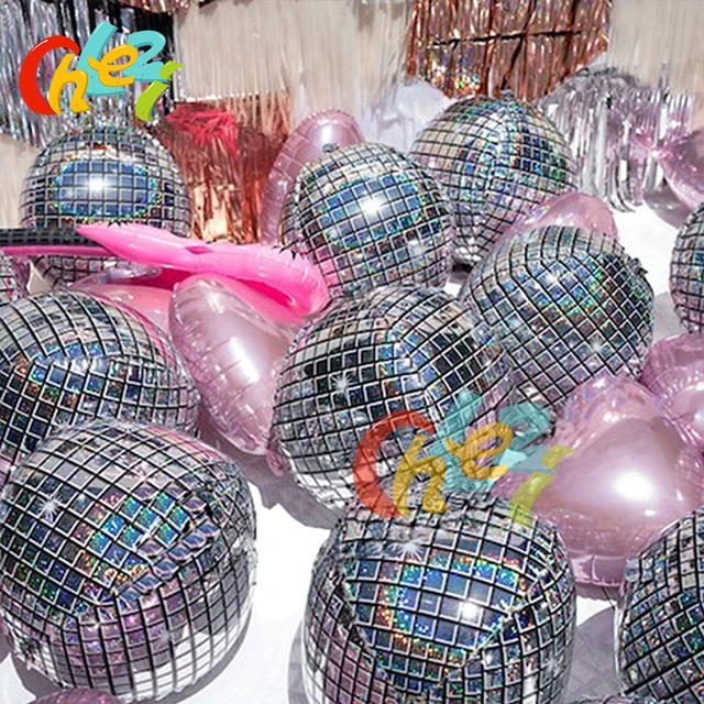 10PCS 4D Disco Helium Foil Balloons Happy Birthday 1st baby shower Party  Supplies Wedding Party Decoration Air Balloon Kids toys