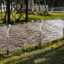 2 шт. Водонепроницаемая солнечная панель из нержавеющей стали газонные лампы садовые Дворовые дорожки Уличные светильники на солнечной батарее заземление Солнечный свет встроенный аккумулятор