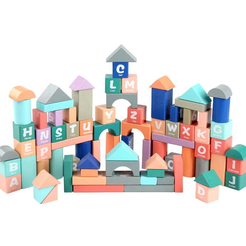 

Kids Toys Wooden Toys Colorful Geometric Shapes Assembled Building Blocks Baby Early Learning Educational Toys For Children Gift