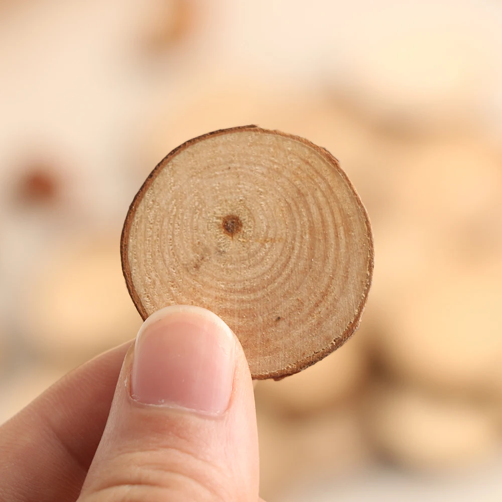 50 шт./компл. 2-4 см является допустимой, выращиваемого на древесном бревне ломтики диски для поделки своими руками Свадебные украшения деревянный декор