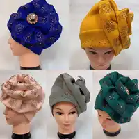 Last designs African Auto Gele headtie Nigerian Headband turban Head wrap cap Women Scarf Cap Wholesale Ladies Hair Accessories