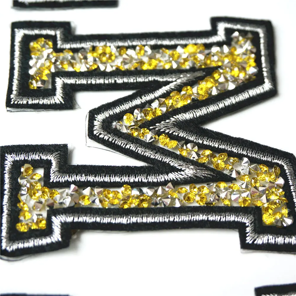 Alphabet, Gold, Silver Letters Patch (2 Pieces Pack) Iron on , Sew on, –  Gkstitches