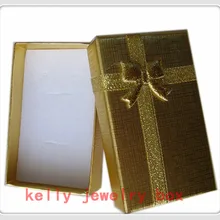 48 шт./лот 5x8x2,5 см цвета: золотистый, бумажная шкатулка для драгоценностей за подарок, ожерелье с подвеской коробка ювелирных изделий серьги кольцо упаковочная коробка