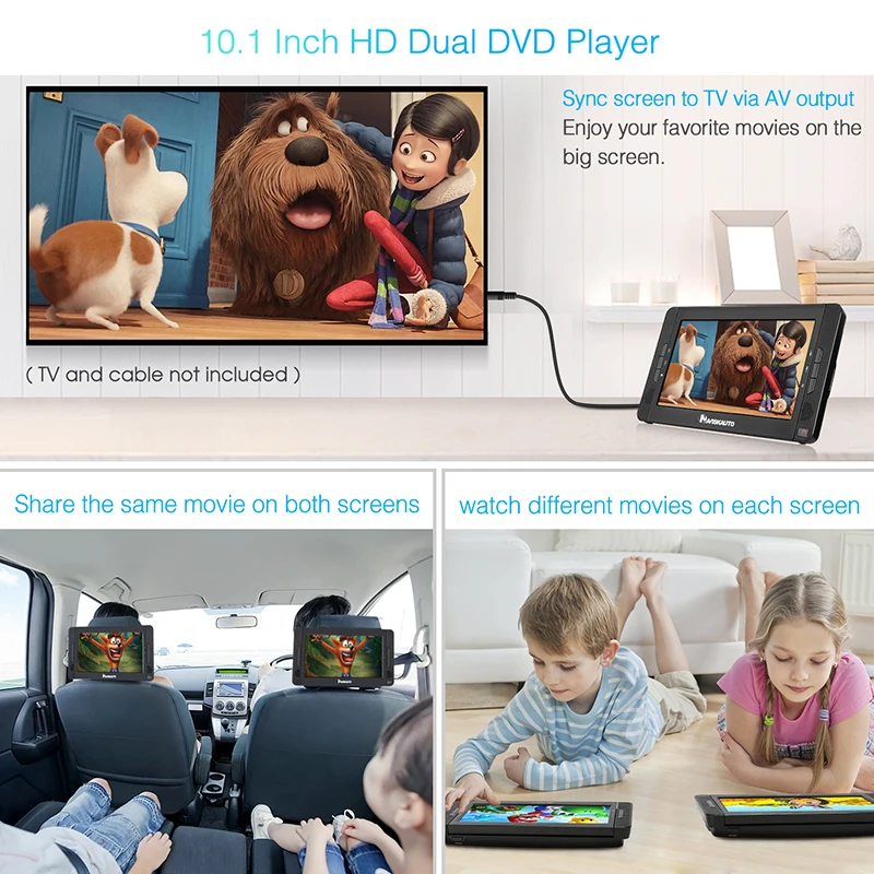 Новый 10 1 'портативный автомобильный подголовник двойной dvd плеер 1024*600 HD экран