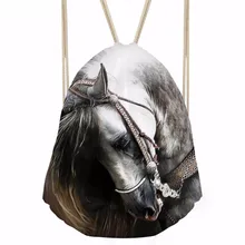 ThiKin Белый 3D Crazy Horse печать женские и мужские мешки с Кулиской Softback Повседневная многофункциональная сумка для хранения дорожные рюкзаки