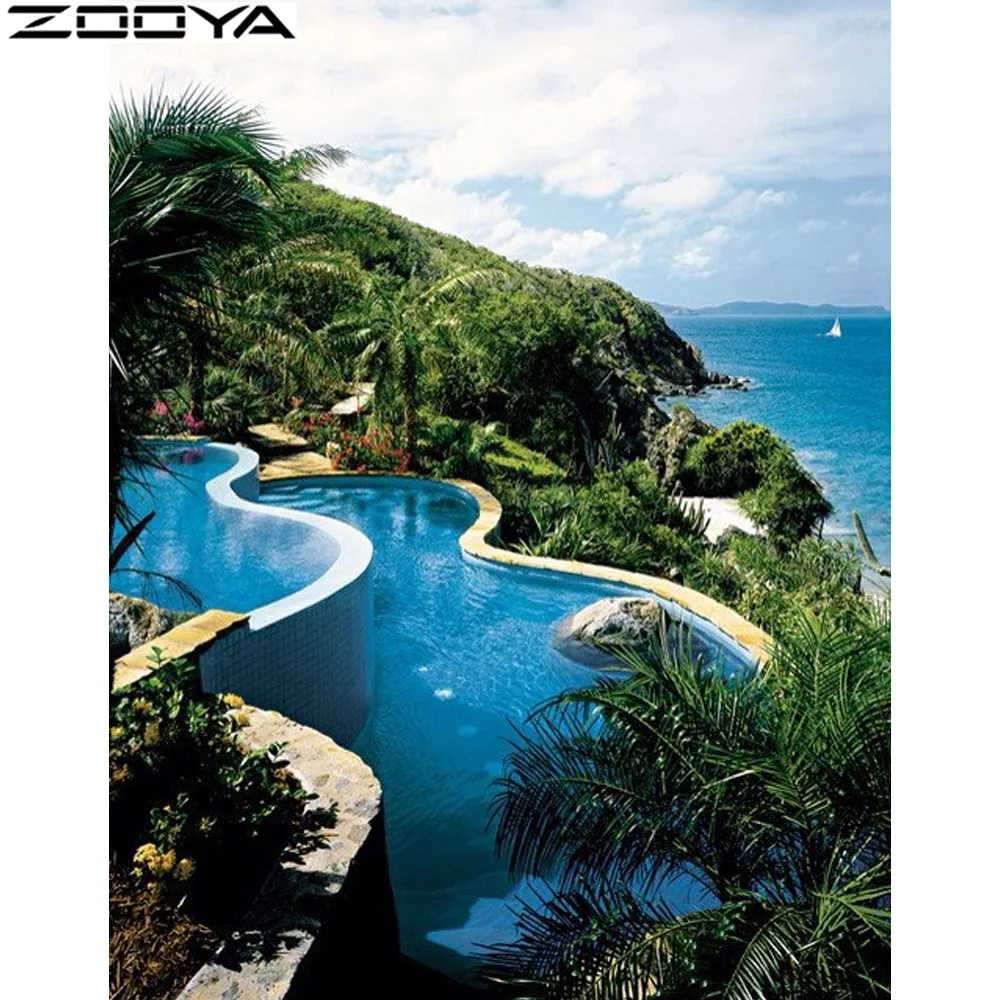 

ZOOYA DIY Diamond Painting The Sea Cross Stitch Diamond Stickers Square Masonry Drill Rhinestone Painting Crafts Crafts AT1198