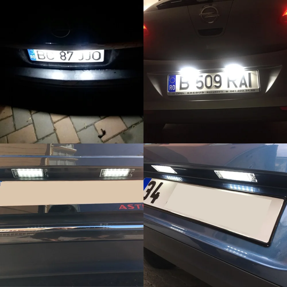 2 шт. 12V SMD 3528 белый светильник 18 светодиодов номерной знак светильник лампы для Vauxhall Защитные чехлы для сидений, сшитые специально для Opel Astra Corsa D Astra H Zafira B Canbus без ошибок