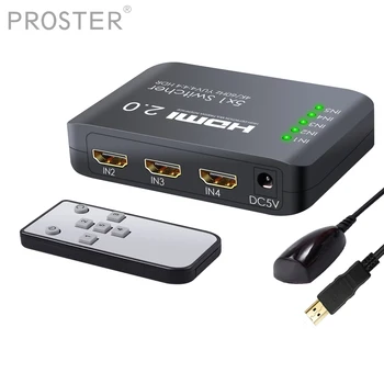 

PROSTER converter Infrared receiver HDMI 2.0 Switch 1080p 5 Port HDMI Switcher Hub with Remote 3D 4K HDMI Switcher for HDTV PS3