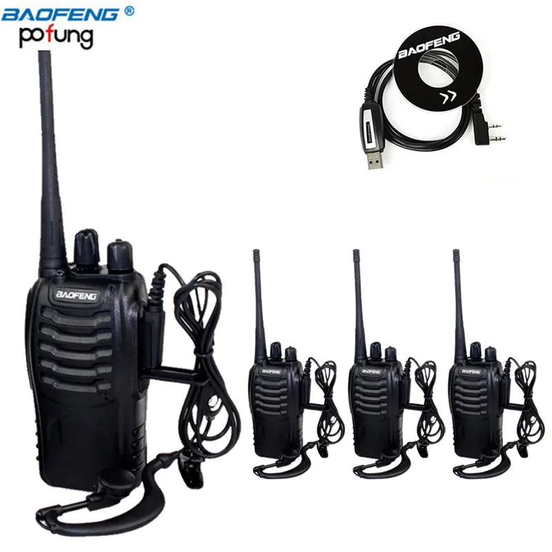 4 шт. Baofeng BF-888S мини двухканальные рации трансивер UHF домофон BF888S CB двухстороннее радио Ручной 888 s + 1 USB программирование