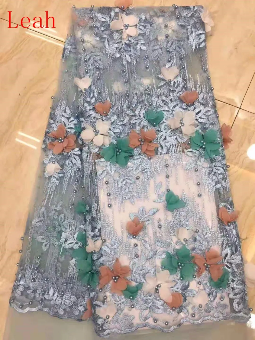 

stock 5yards/bag XC020 6 colors embroidery 3D flower DIY beads high-grade luxury French fabric used for wedding dresses