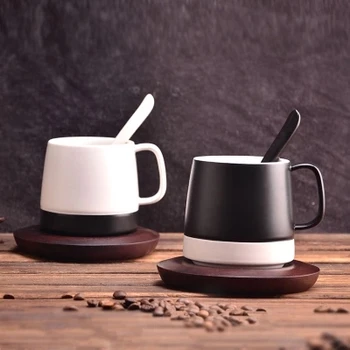 

Coffee cup set simple mug with cover the home office ceramic cups