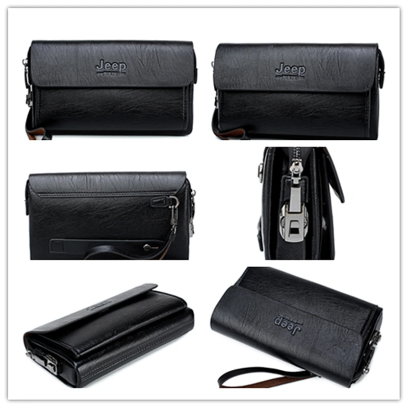  JEEP BULUO Luxury Brand Men's Handbag Day Clutches Bags For Phone and Pen High Quality Spilt Leathe - 32888677800
