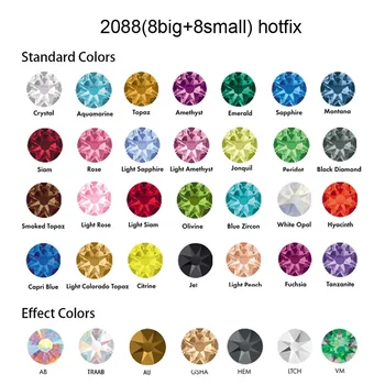 

CTPA3bI SW Diamante Hotfix CZ Rhinestone 8Big 8Small Strass SS16,SS20 DIY Elements With Glue Rhinestones For Needlework Clothes