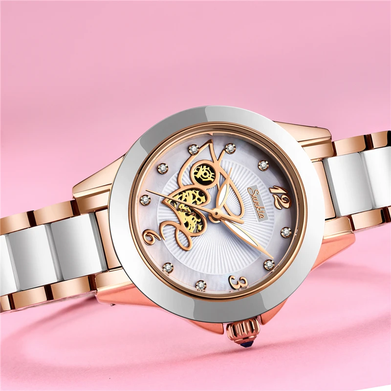 SUNKTA новые часы из розового золота Женские кварцевые часы женские роскошные Брендовые женские наручные часы для девочек Relogio Feminino+ коробка