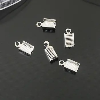 

(25345-2)200PCS Width:5MM Imitation Rhodium Brass Ribbon Crimp End Caps & Clasps Diy Jewelry Findings Accessories Wholesale