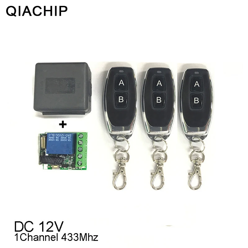 

QIACHIP 433Mhz Universal Wireless Remote Control Switch DC 12V 1CH Relay Receiver & 3pcs RF Transmitter 433Mhz Remote Controls