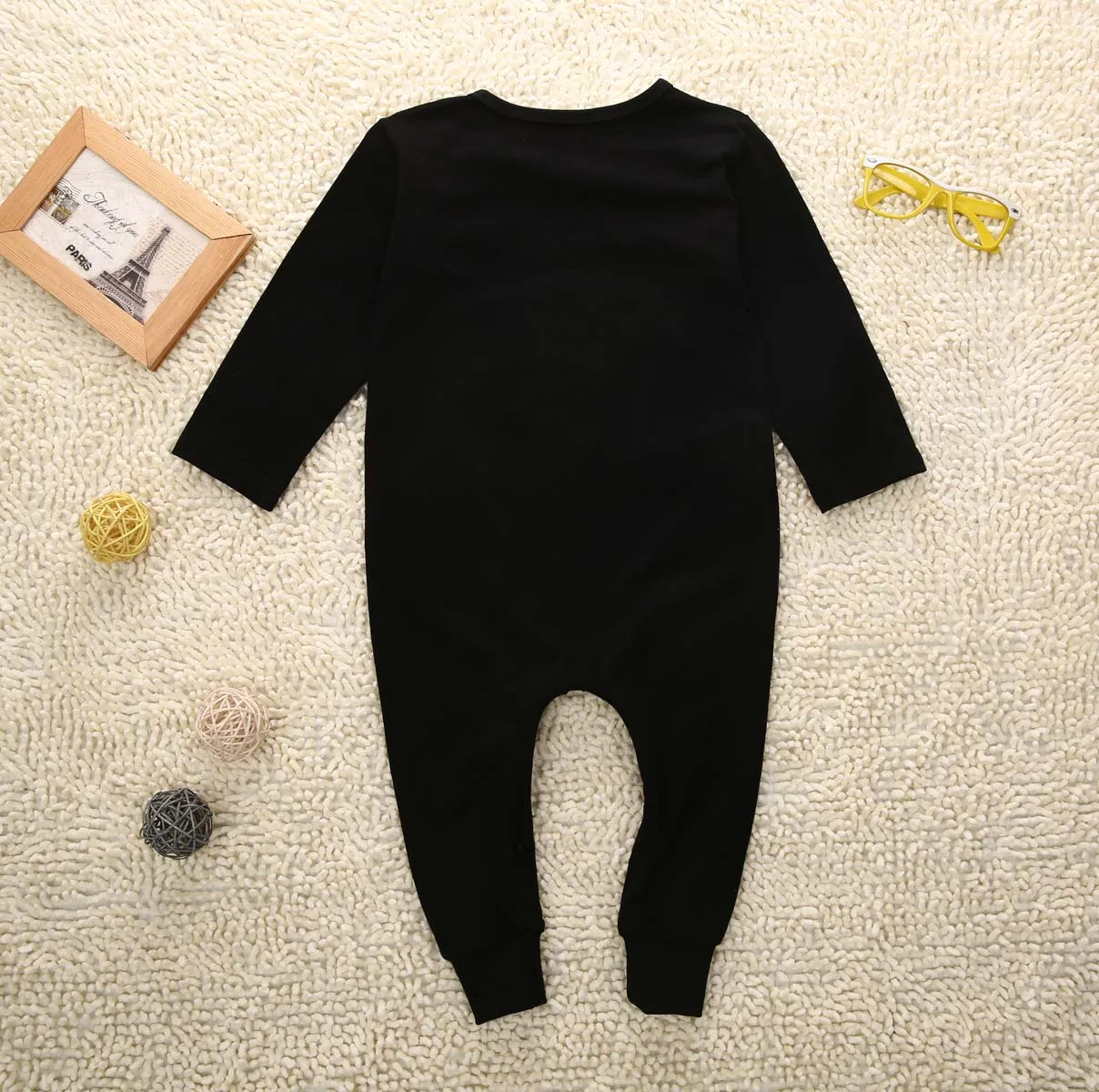 Cute Newborn Long Sleeve Baby Boy Girl Romper Jumpsuit Clothes Outfits Im the boss black