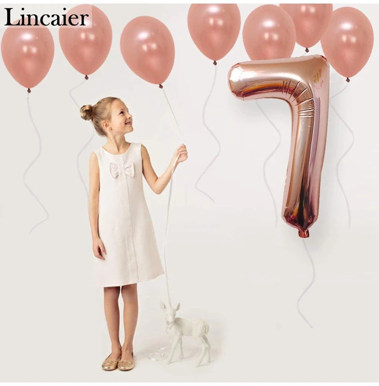 Lincaier розовое золото 1st 2 3 4 5 6 7 8 9 18 21 30 40 50 60 лет с днем рождения Количество воздушных шаров вечерние украшения для детей и взрослых