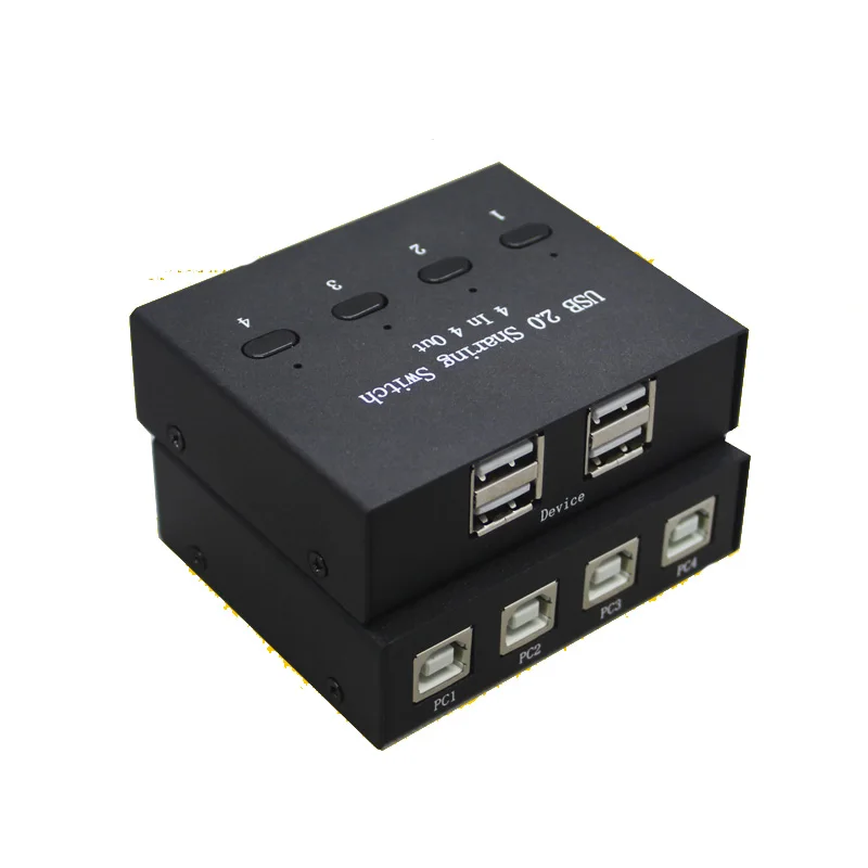 USB 2.0 Hub Manual Sharing Switch 4 in 4 out Keyboard and mouse sharing switch Printer sharing for Computer Manual button switch