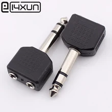 2 pcs 6.5 milímetros Stereo Plug Macho para 2 3.5 milímetros Feminino jack de Áudio Plugs Soquete Conversor Adaptador de Conector Para microfone