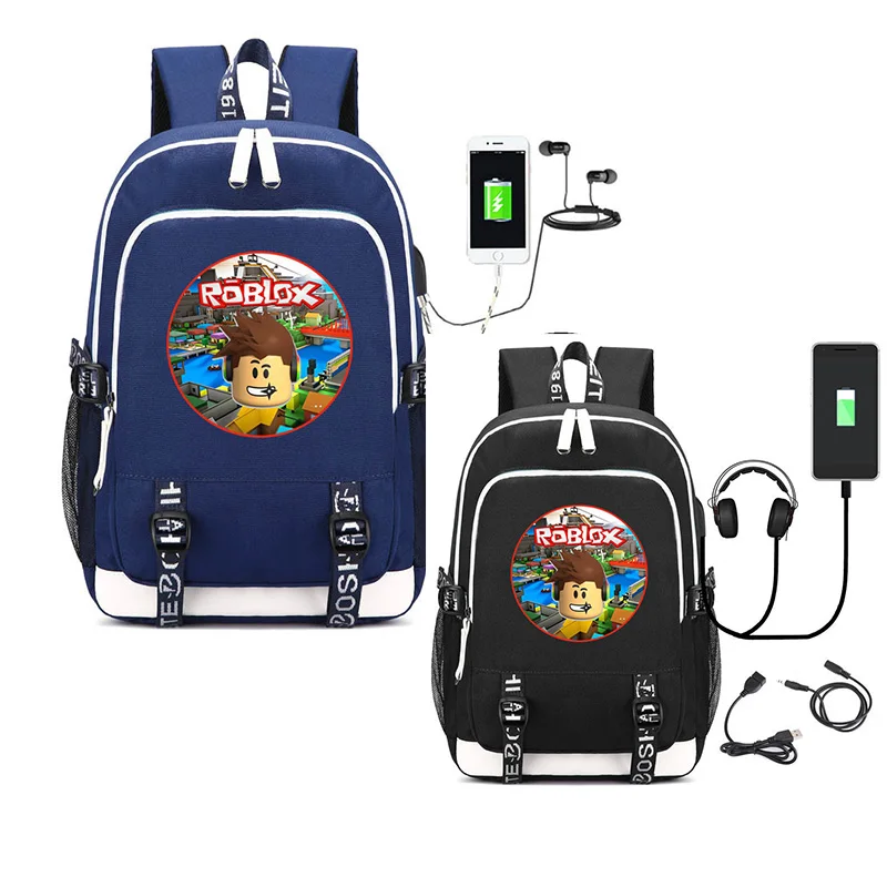 

USB Charger Backpack Roblox Bag Kid Rucksack Cartoon Casual Travel Bag Teenager Student School Bags Action Figure Toys Kids Gift