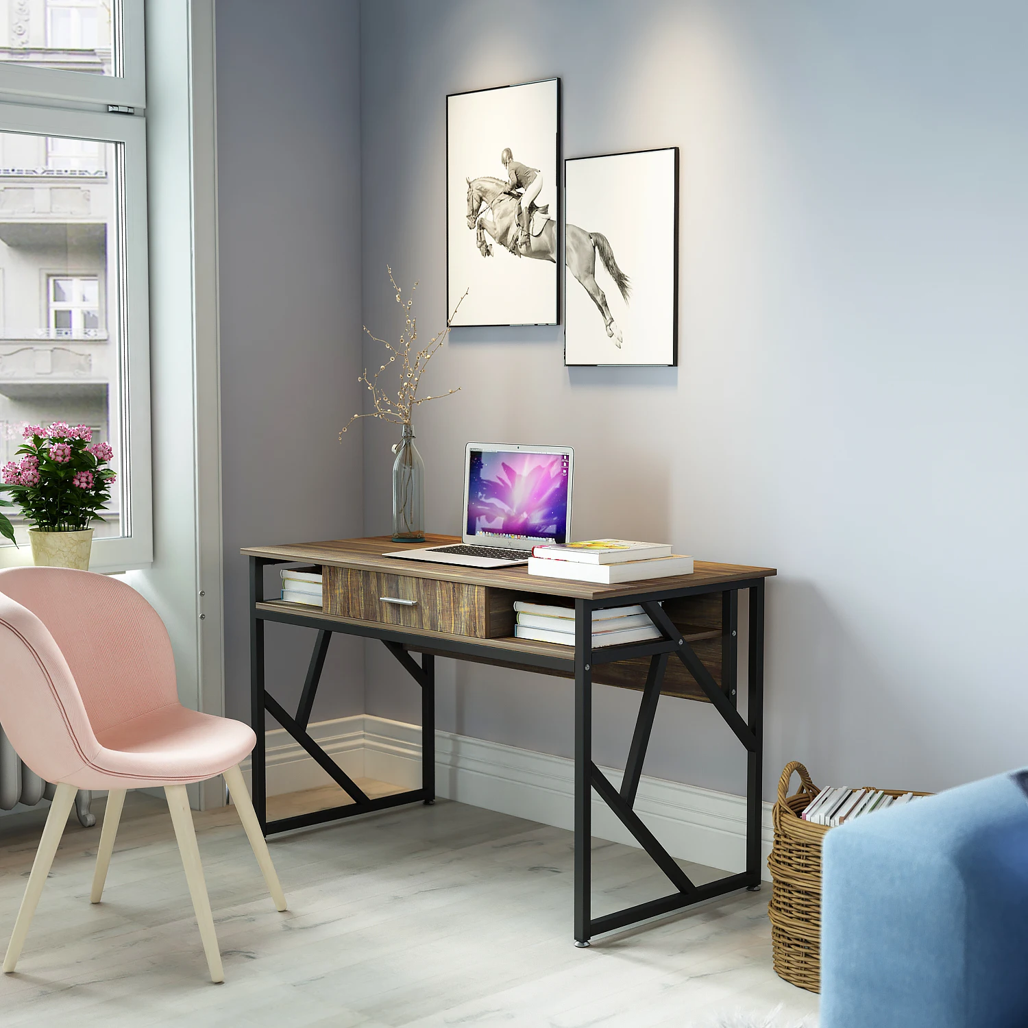 Computer Desk with Drawer DEWEL 47” Executive Desk Office Write Desk PC Laptop Workstation Space-Saving Study Desk with Storage Computer Desk with Drawer DEWEL 47” Executive Desk Office Write Desk PC Laptop Workstation Space-Saving Study Desk with Storage