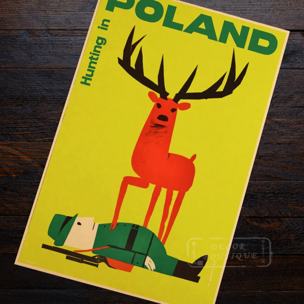 

Hunting in Poland c1961 Landscape Travel Retro Vintage Poster Decorative DIY Wall Art Home Bar Posters Decor