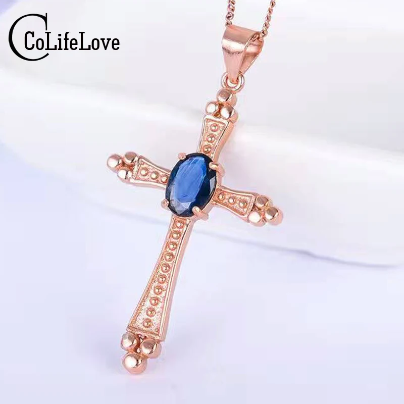Vintage cross necklace pendant 5*7mm natural dark blue sapphire gemstone cross pendant solid 925 silver sapphire pendant Vintage cross necklace pendant 5*7mm natural dark blue sapphire gemstone cross pendant solid 925 silver sapphire pendant