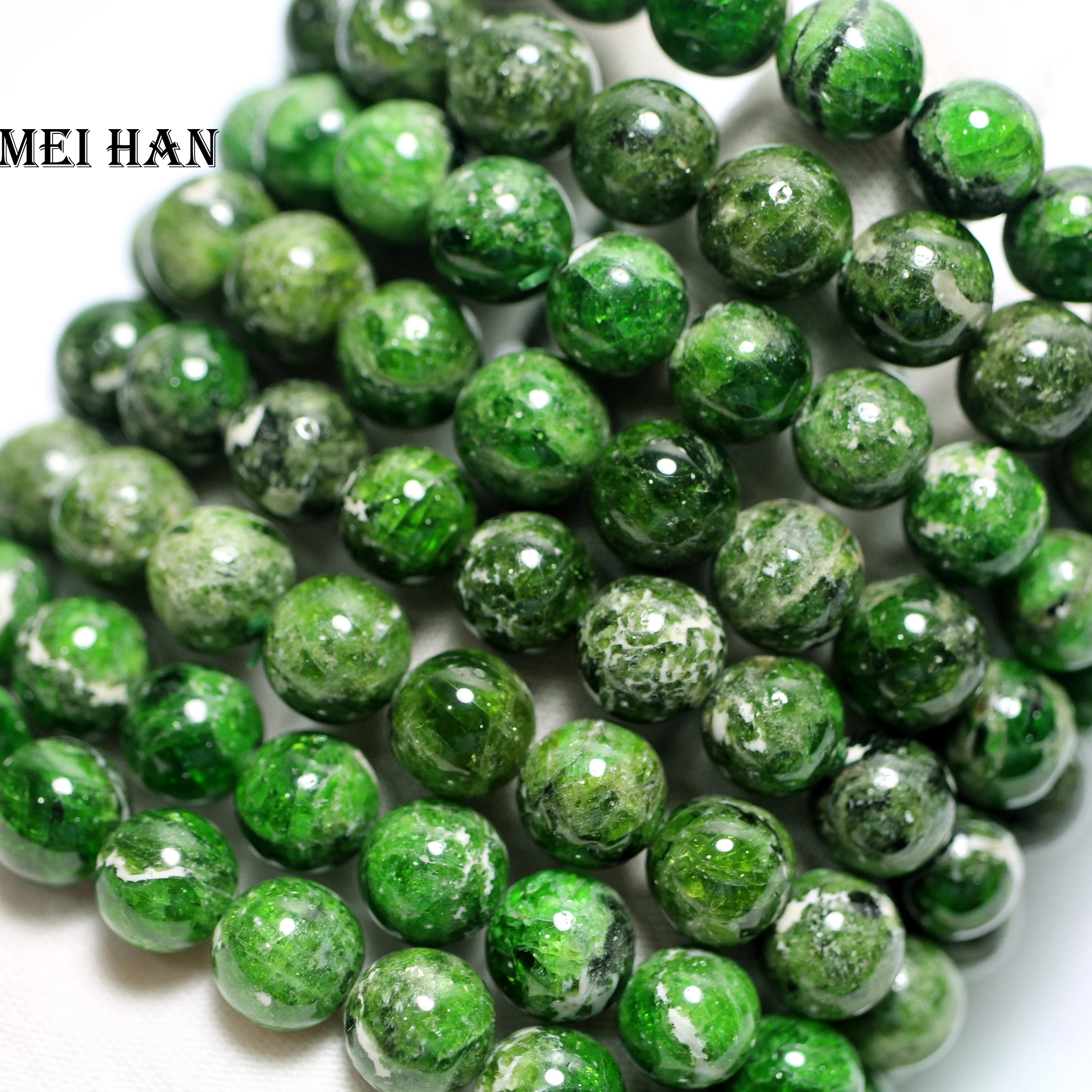 

Wholesale (2 bracelet/set/40 beads) genuine green chrome diopside 9-10mm smooth round loose stone beads for jewelry DIY making