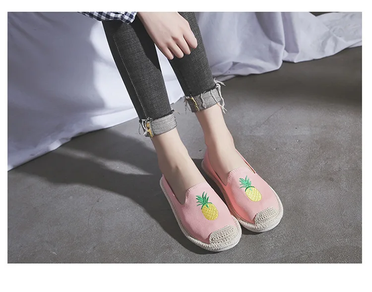 Kalupao 2018 Girls Shoe Embroidery Embroidery  Flamingo Canvas Shoes Summer Flat Asakuchi Fisherman Shoes Breathable Casual Shoe (40)