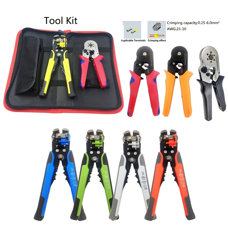

Pliers crimping tool kit multifunctional wire cable stripper set hand tools terminal multi crimper plier tube type terminals