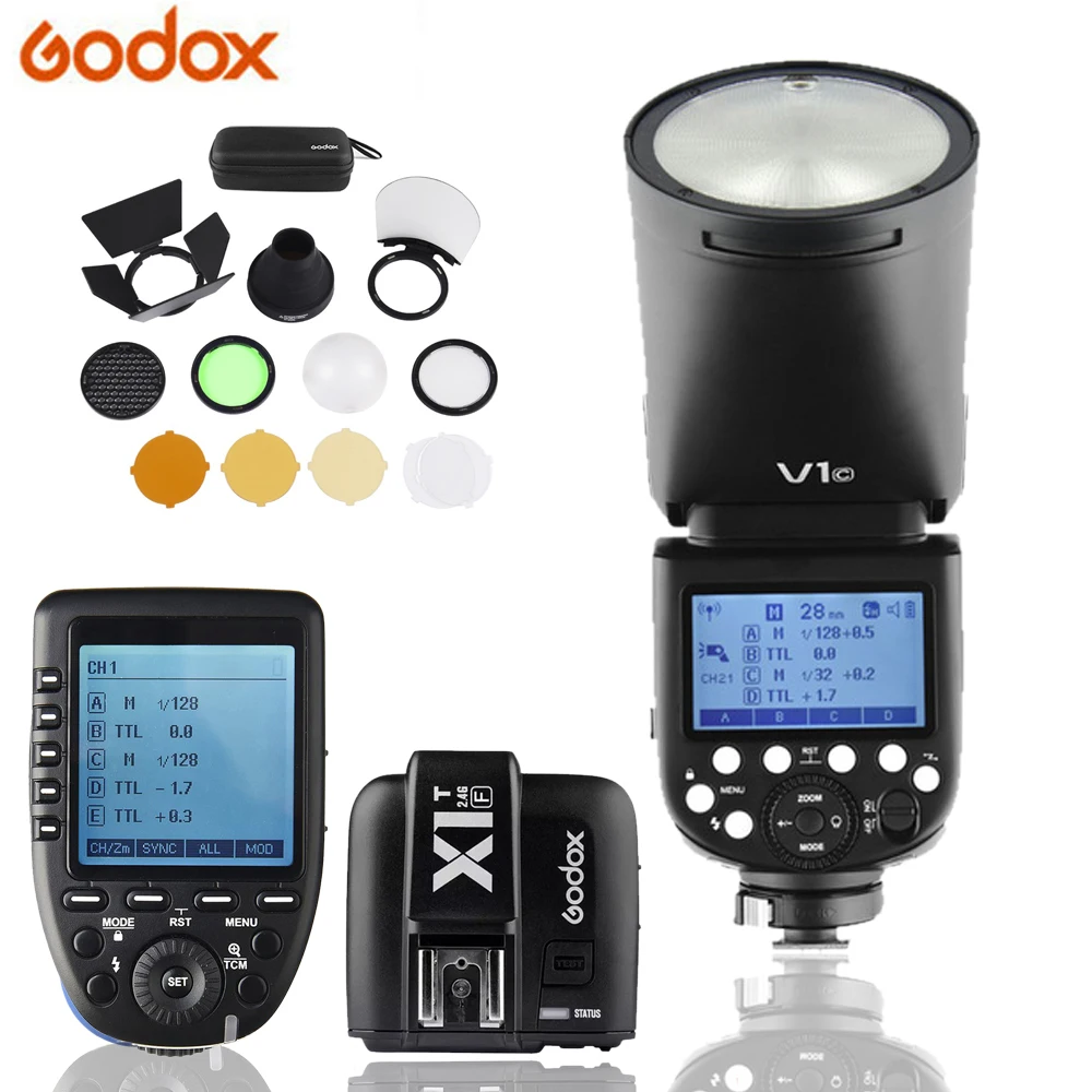 Фотовспышка в наличии Godox V1 V1C V1N V1S TTL 1/8000s HSS литиевая батарея фотовспышка для Canon