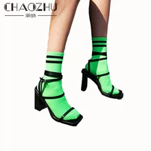CHAOZHU/женская модная Яркая оранжевая зеленая неоновая флуоресцентная желтая Молодежная подростковая обувь для улицы, забавные корейские calcetines harajuku