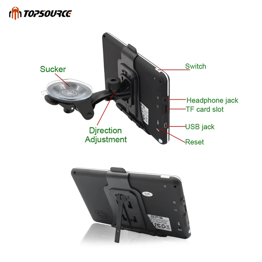 Автомобильный gps навигатор TOPSOURCE 5 "7" 256M 8G hd для грузовиков с предзагрузкой