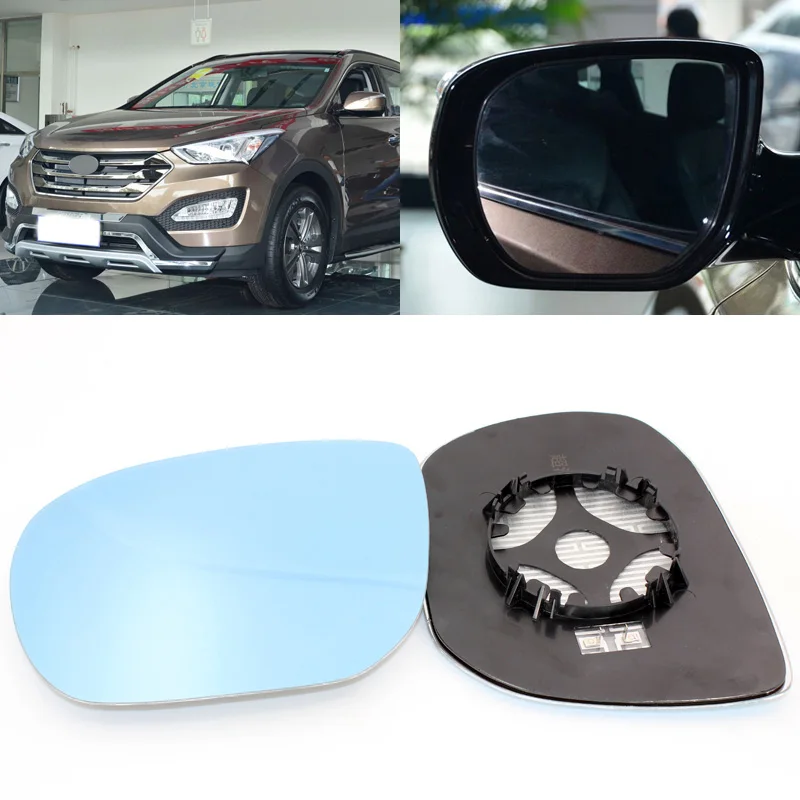 

For Hyundai Santa Fe 2009-2017 Side View Door Mirror Blue Glass With Base Heated 1 Pair