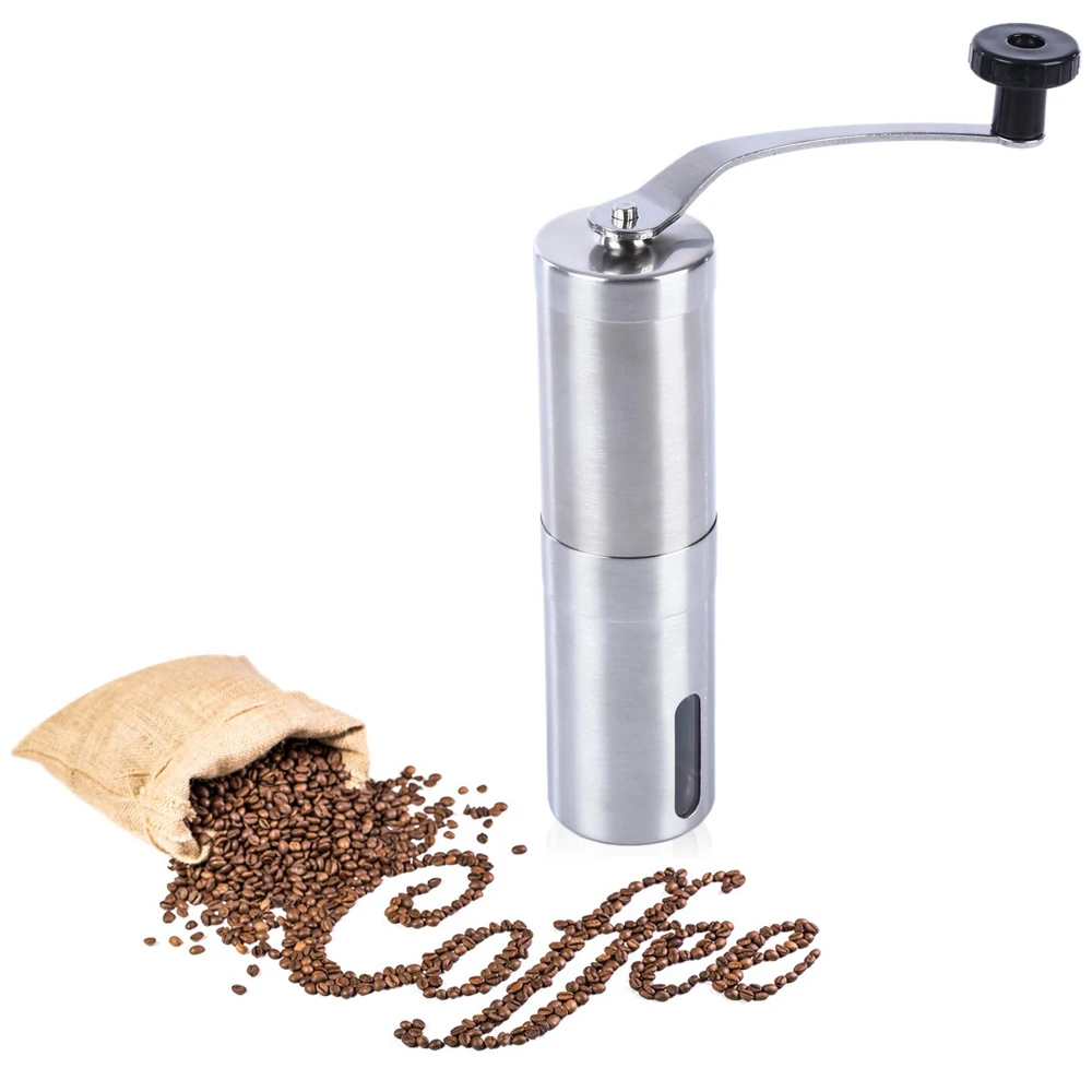 Stainless Steel Burr Coffee Grinder Manual Hand Coffee Maker Burr Corn Mill Grinders Portable ...