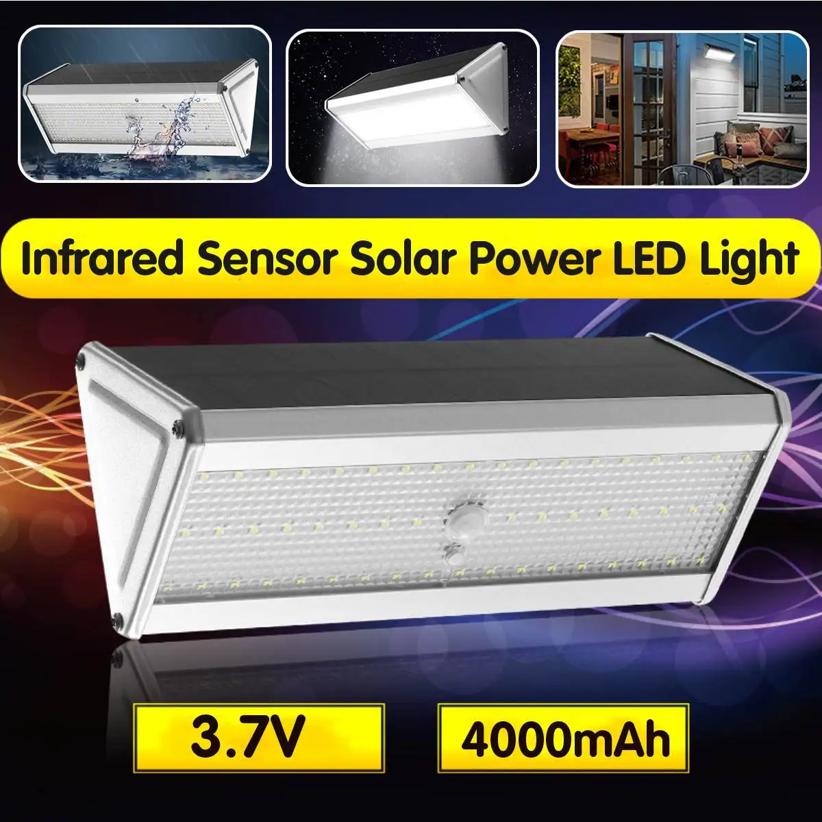

52 LEDs Aluminum Solar Motion Sensor Light LED Waterproof IP65 Wall Path Lighting Lamp for Outdoor Garden