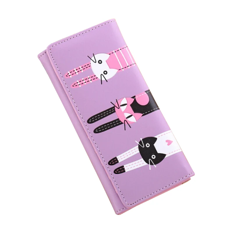 

Fashion Long Style Women Wallet Bright Leather Candy Color Lady Purse Delicate Dimond Double Cat Girl Lovely Change Purses