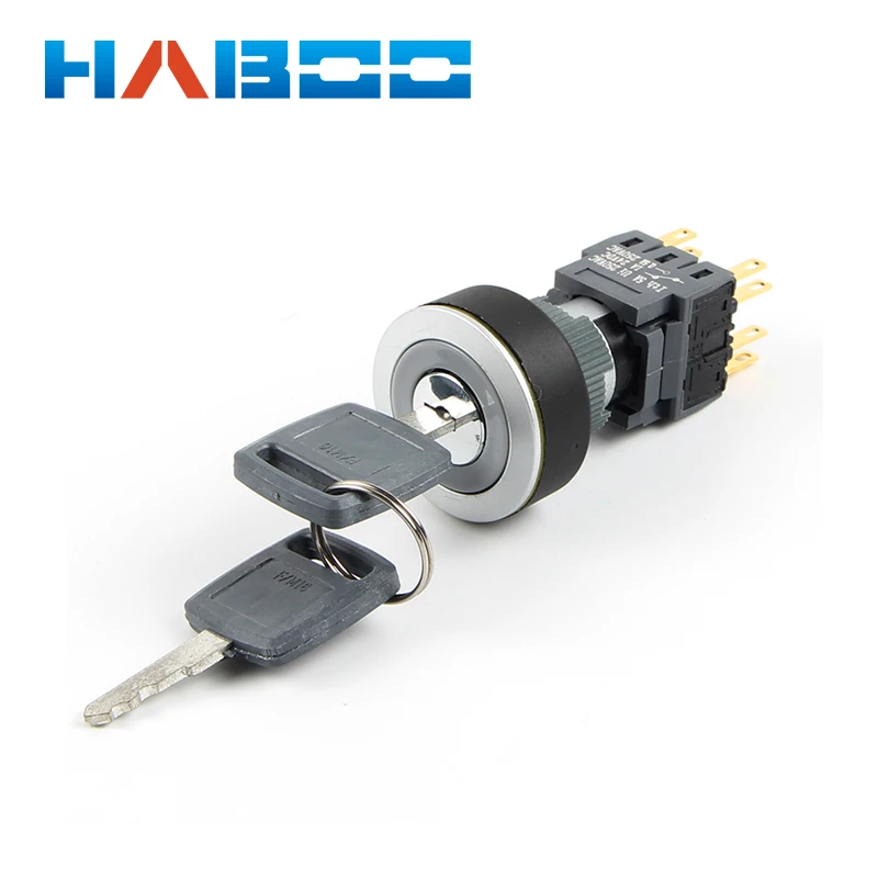 10 piezas/unids/lote diámetro 16/22mm 3 posiciones interruptor eléctrico con llave 8 pines momentáneo/encendido apagado interruptor de llave 2NO + 2NC with key|switches electricalswitch switch - AliExpress