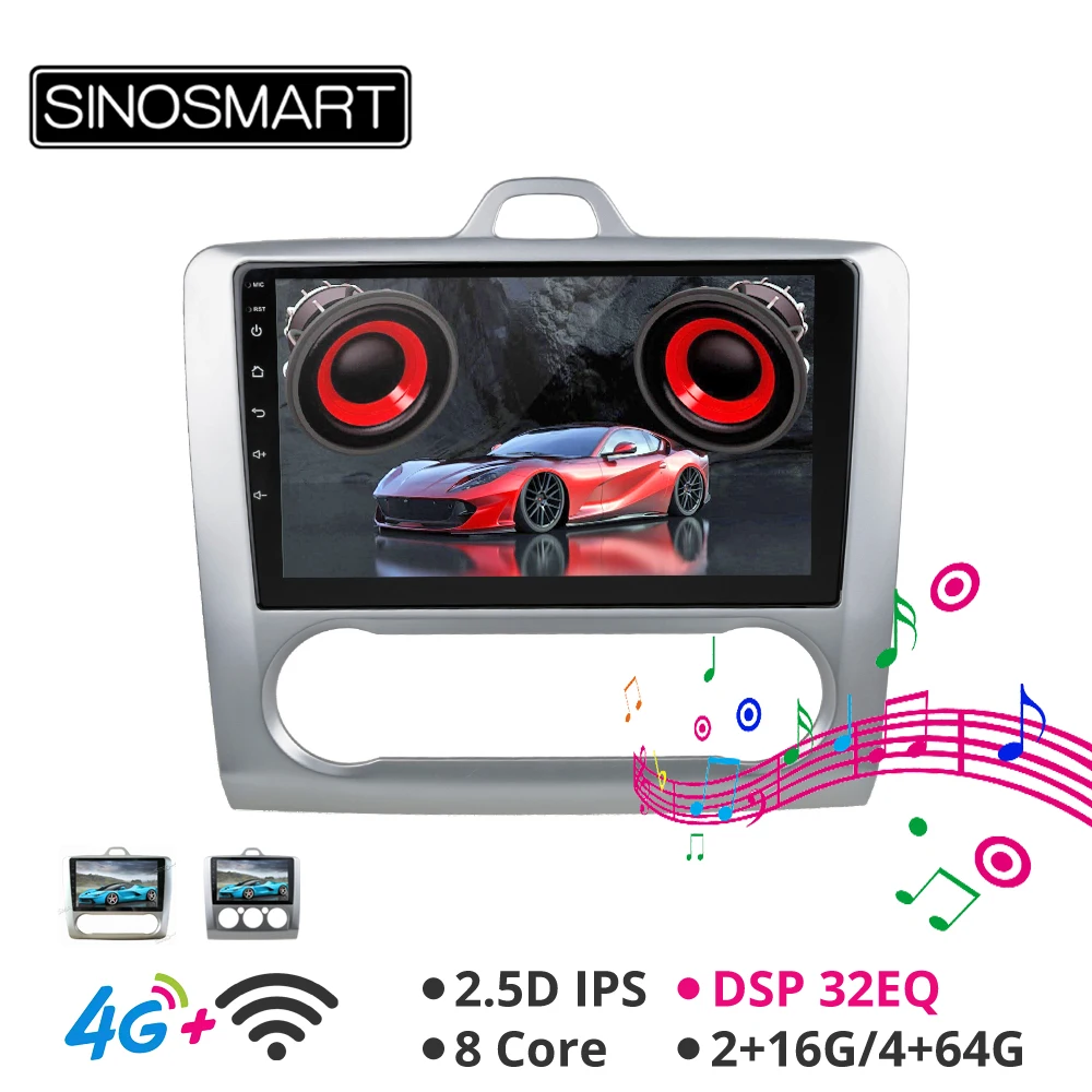 

Sinosmart Android 8.1 Car GPS Navigation Radio for Ford Focus 2din 2.5D IPS/QLED Screen