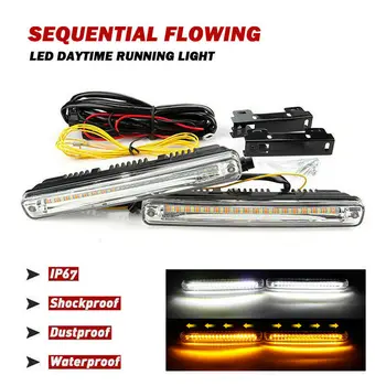 

2x Car LED Daytime Running Light Sequential Flowing DRL Turn Signal Fog Lamp