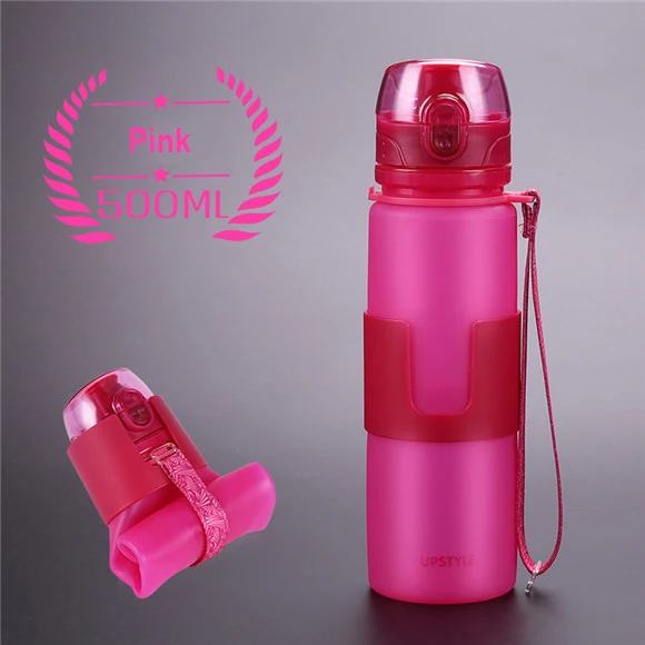 West biking складная бутылка для воды герметичная твист крышка без БФА, силиконовый спортивный кемпинговая бутылка для воды гидратации столовой бутылки - Цвет: pink