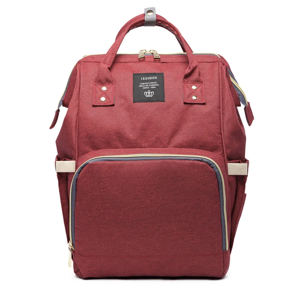 Модная детская сумка для коляски, сумка для подгузников, водонепроницаемые детские сумки для мамы, рюкзак для мамы и папы, подгузники lequeen - Цвет: Wine Red