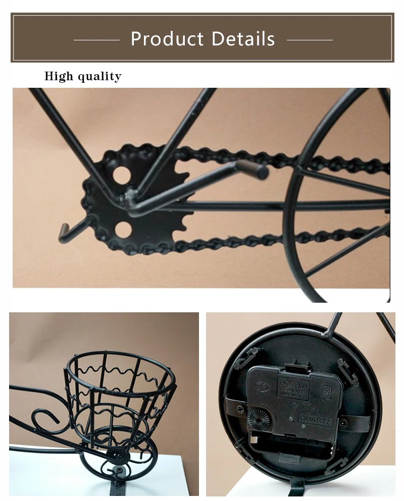 Креативные деревянные пластиковые настольные часы, украшения, черные ретро ностальгические часы из кованого железа, модель велосипеда, часы, украшение для дома, подарок