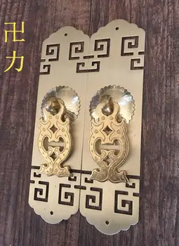 

Swastika force Chinese antique Ming and Qing antique copper door lock handle HTT-317 paper handle